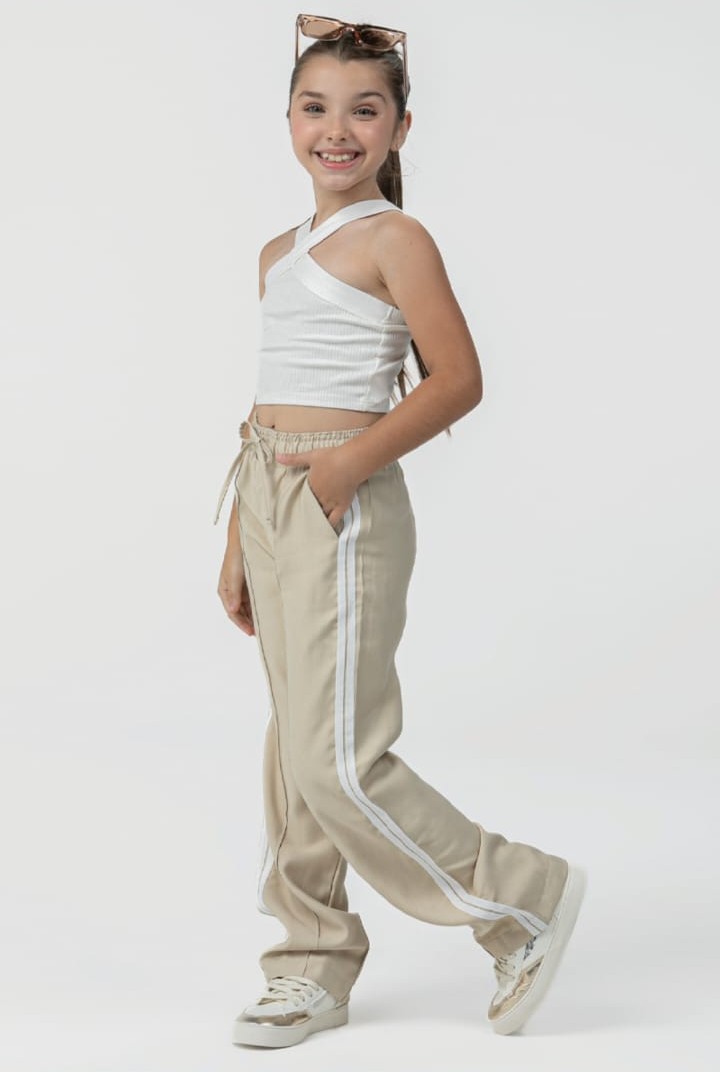 Calça Alfaiataria Bege, Feminina.